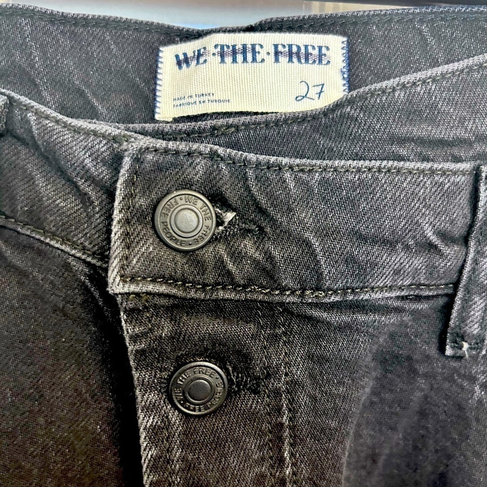 NWT Free People, We The Free, Crossroads Mid Rise Slim Straight Jeans, 27 Black - Picture 7 of 7